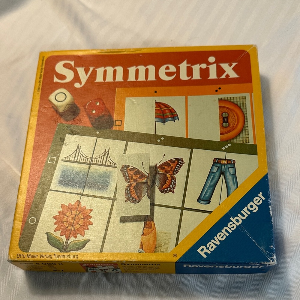 Vintage Ravensburger Symmetrix Puzzle Game - Orange & Blue Box